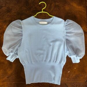 Idem Ditto Baby Blue Top with Puffed Sleeves
